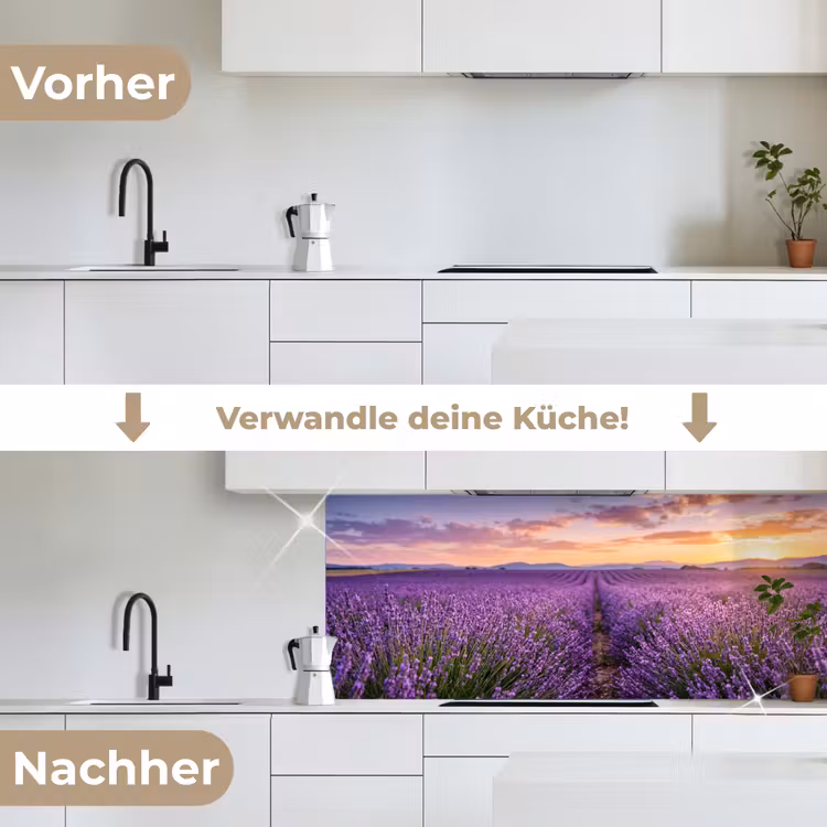 Lavendel - Veld - Natuur - Paars keuken achterwand 2 middel -voor-na_DE