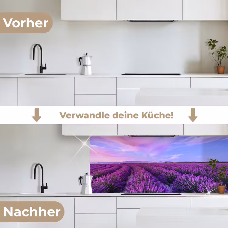 Lavendel - Paars - Bloemen - Natuur keuken achterwand 2 middel -voor-na_DE
