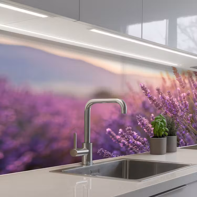Lavendel - Paars - Zonlicht keuken achterwand 2 middel -3d_schuin