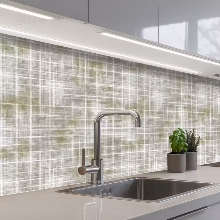 Linnen - Patroon - Groen keuken achterwand 2 middel 871 -3d_schuin