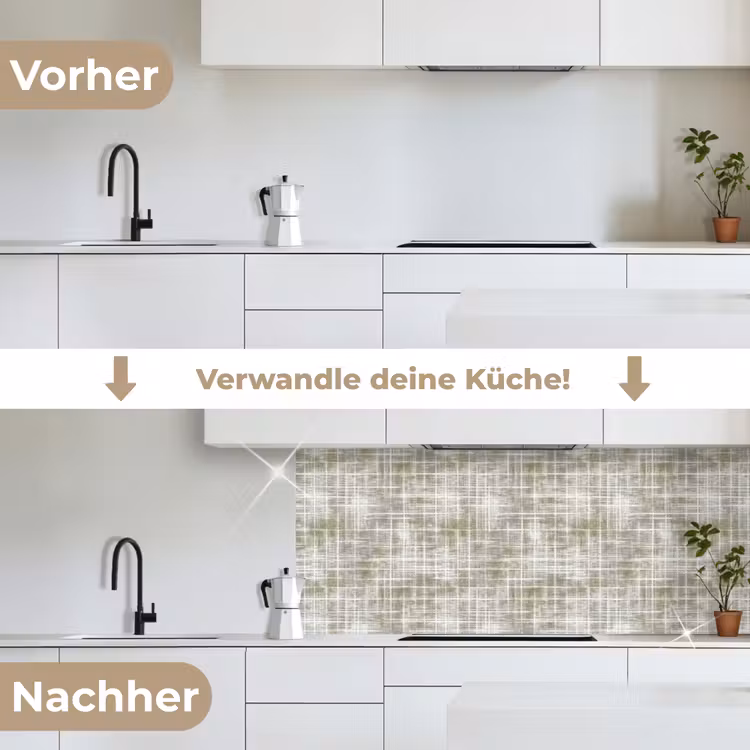 Linnen - Patroon - Groen keuken achterwand 2 middel 871 -voor-na_DE