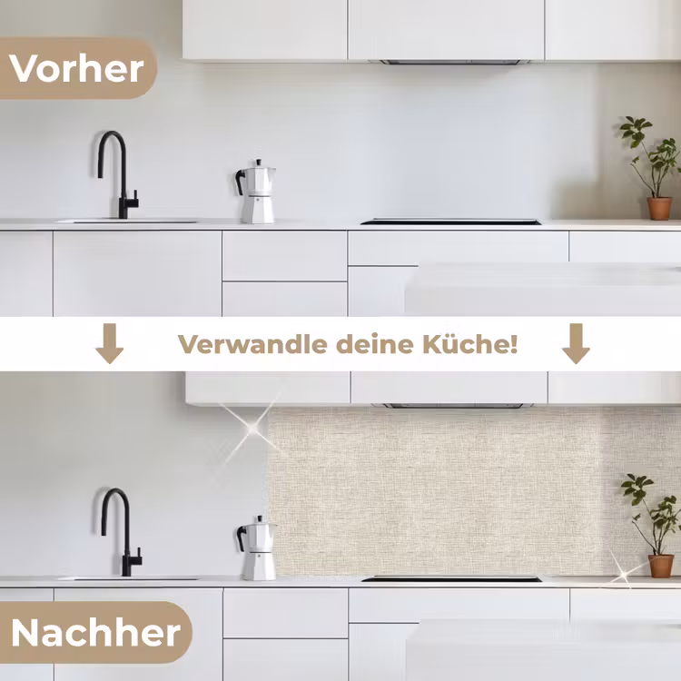 Linnen - Textuur - Beige keuken achterwand 2 middel 871 -voor-na_DE
