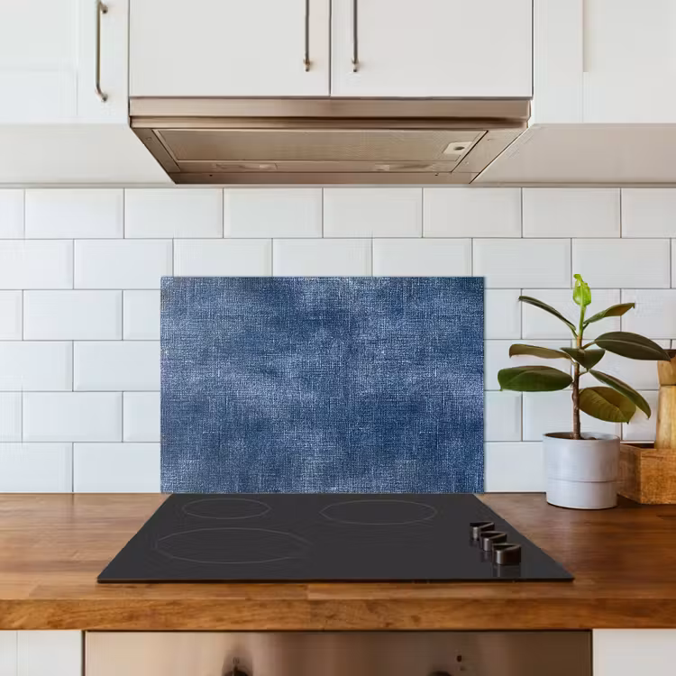 Linnen - Textuur - Patroon - Denim - Rustiek keuken achterwand spatscherm klein 900 -sfeer2