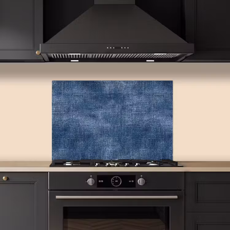 Linnen - Textuur - Patroon - Denim - Rustiek keuken achterwand spatscherm klein 900 -sfeer1