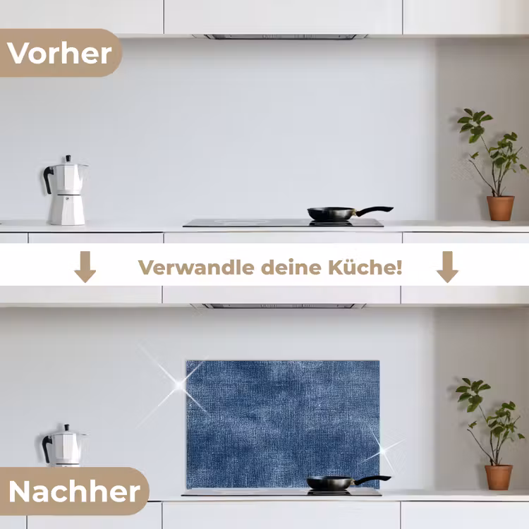 Linnen - Textuur - Patroon - Denim - Rustiek keuken achterwand spatscherm klein 900 -voor_na_DE