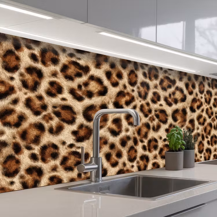Luipaard - Vacht - Bruin keuken achterwand 2 middel 871 -3d_schuin