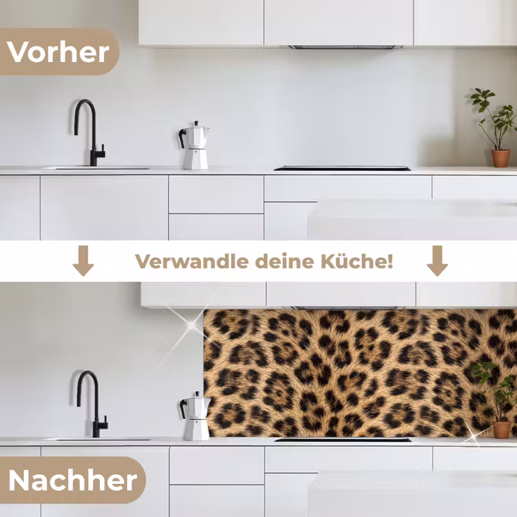 Luipaard - Vacht - Klassiek - Bruin keuken achterwand 2 middel -voor-na_DE