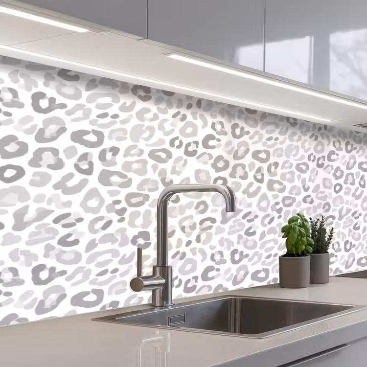 Luipaard - Motief - Grijs keuken achterwand 2 middel 871 -3d_schuin