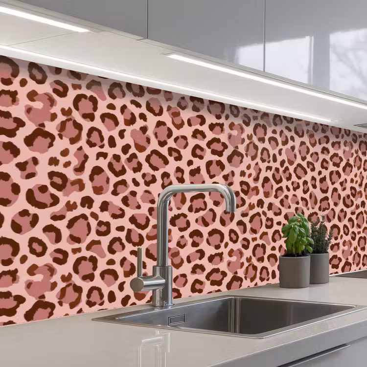 Luipaard - Patroon - Roze keuken achterwand 2 middel 871 -3d_schuin