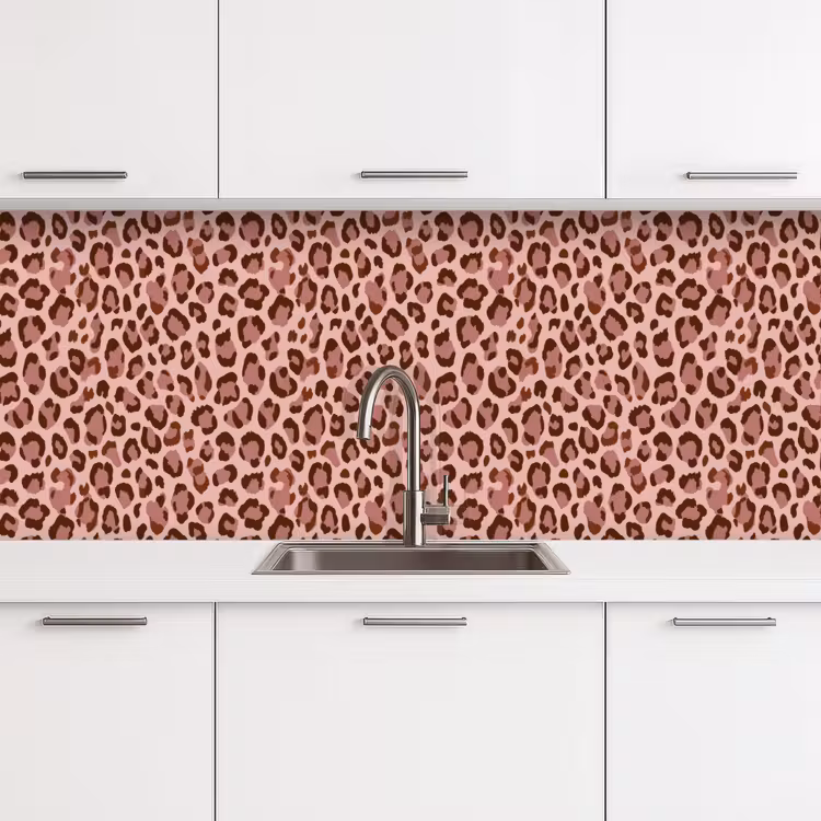 Luipaard - Patroon - Roze keuken achterwand 2 middel 871 -3d