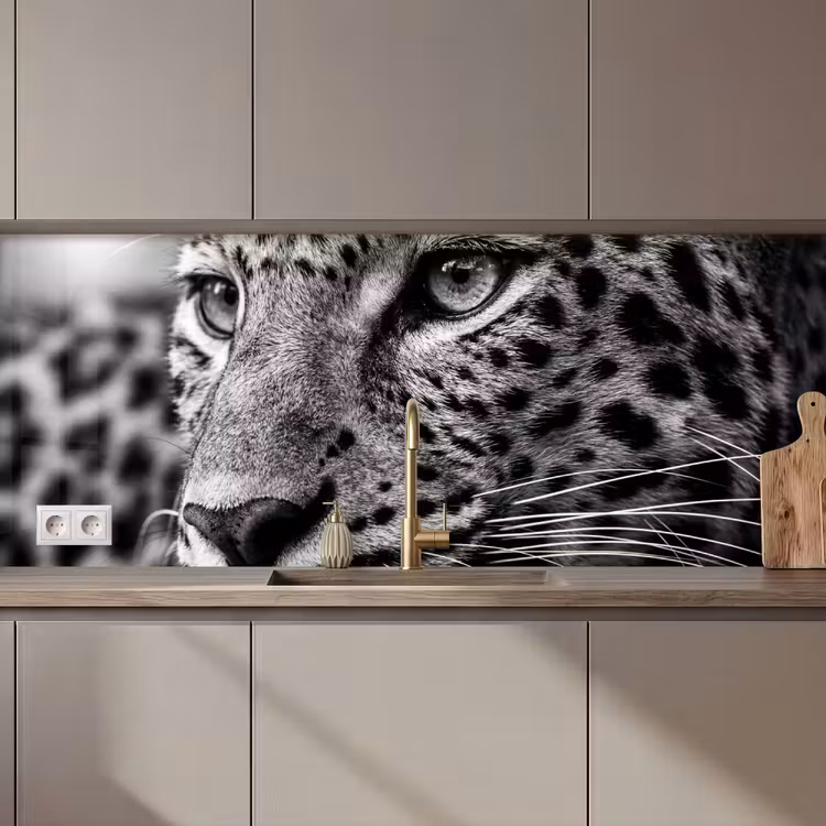 Luipaard - Zwart - Wit - Oog keuken achterwand 2 middel zz_3dshopping