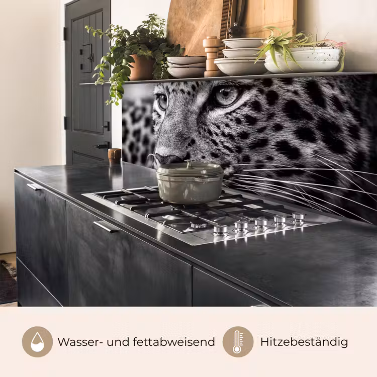 Luipaard - Zwart - Wit - Oog keuken achterwand 2 middel -usp_DE