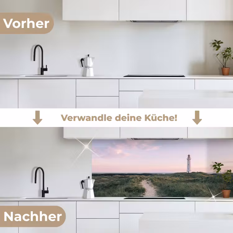 Vuurtoren - Duinlandschap - Zee keuken achterwand 2 middel -voor-na_DE