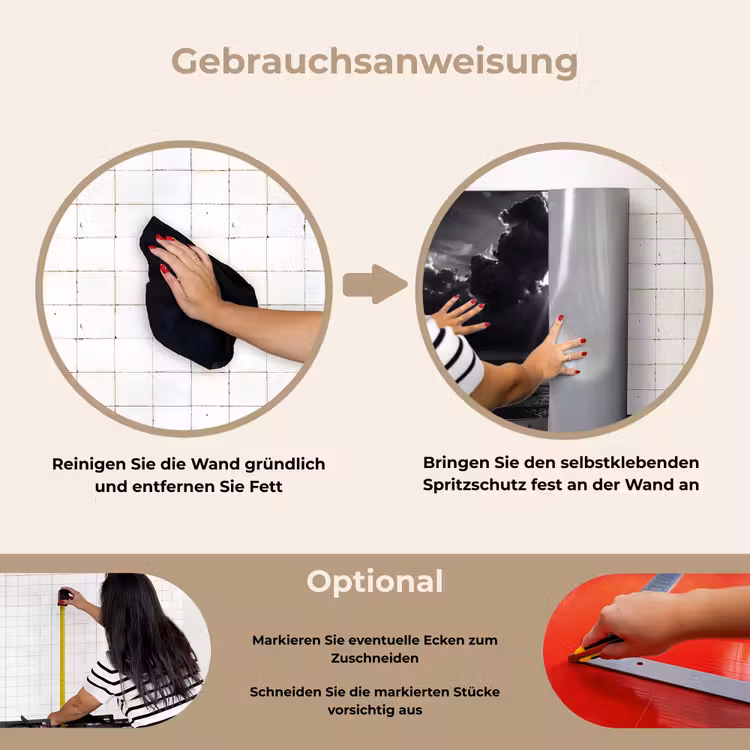 Licht - Wolken - Zee - Zwart-wit - Natuur keuken achterwand spatscherm klein -gebruiksaanwijzing_DE