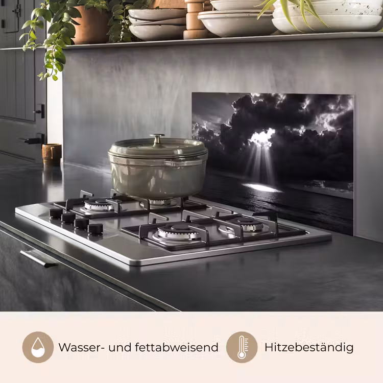 Licht - Wolken - Zee - Zwart-wit - Natuur keuken achterwand spatscherm klein -usp_DE