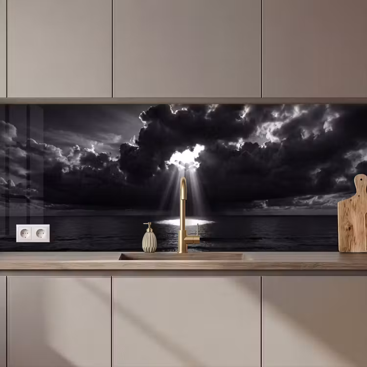 Licht - Wolken - Zee - Zwart-wit - Natuur keuken achterwand 2 middel zz_3dshopping
