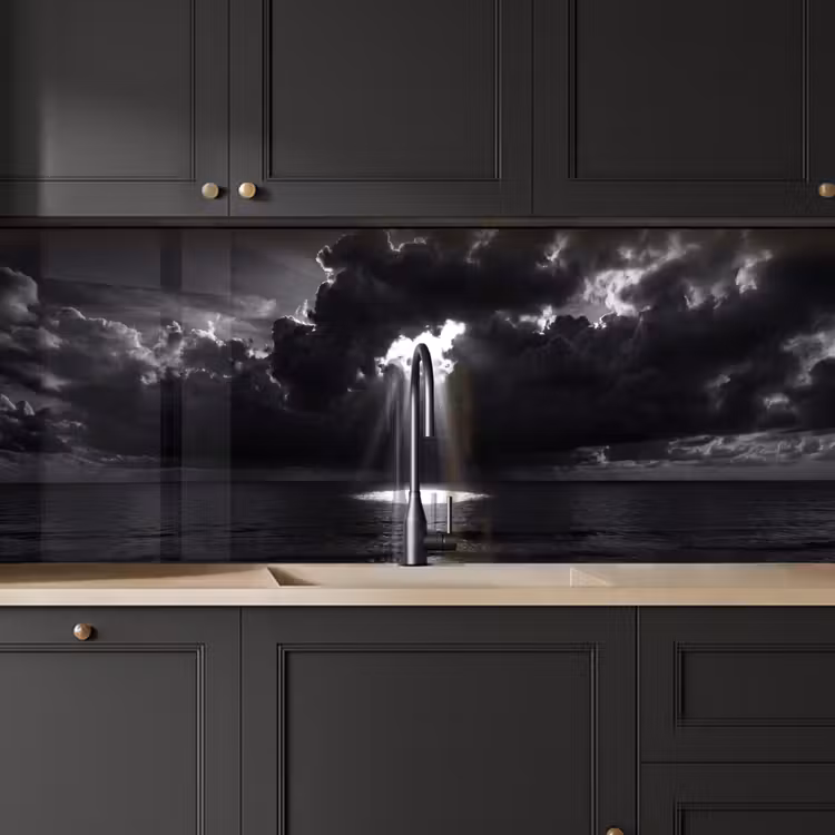 Licht - Wolken - Zee - Zwart-wit - Natuur keuken achterwand 2 middel -sfeer1