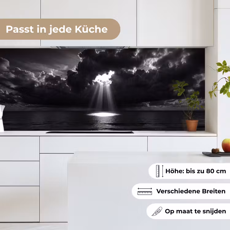 Licht - Wolken - Zee - Zwart-wit - Natuur keuken achterwand 2 middel -sfeer4_DE