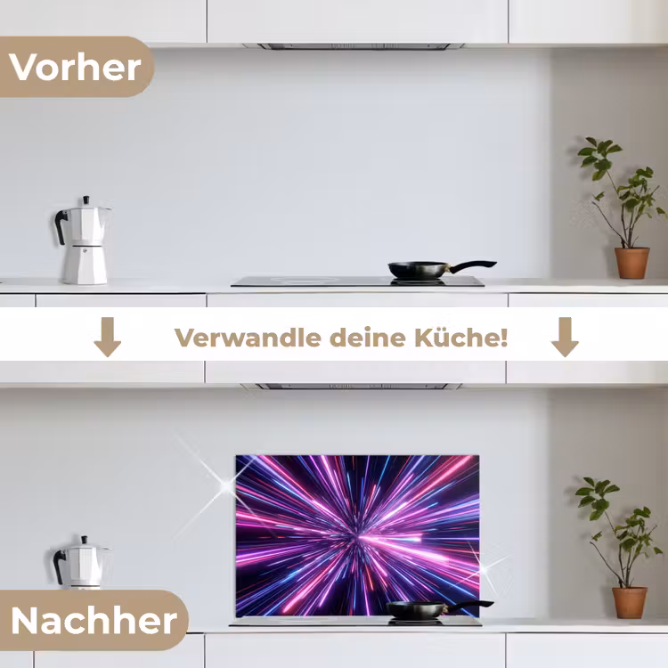 Lichtsnelheid - Ruimte - Roze - Paars keuken achterwand spatscherm klein -voor_na_DE