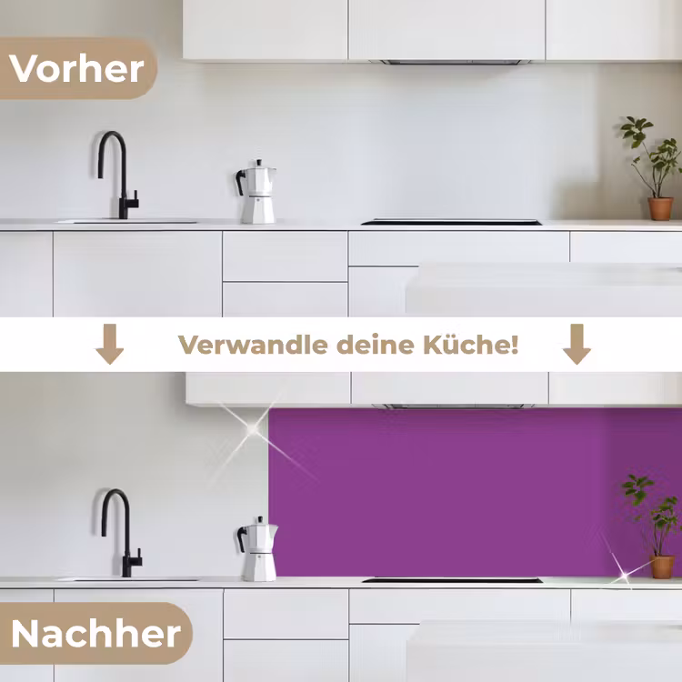Paars - Kleuren - Effen keuken achterwand 2 middel 871 -voor-na_DE