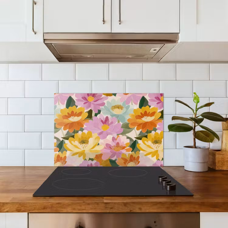 Lelies - Aquarel - Pastel keuken achterwand spatscherm klein 900 -sfeer2