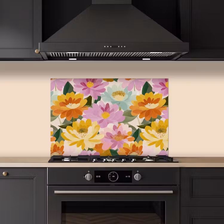 Lelies - Aquarel - Pastel keuken achterwand spatscherm klein 900 -sfeer1