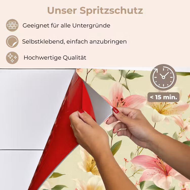 Lelies - Sereen - Kleurrijk keuken achterwand spatscherm klein 900 -spatscherm_DE