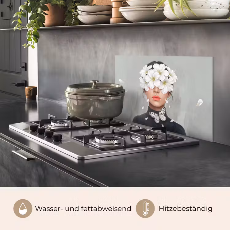 Lelies - Portret - Wit keuken achterwand spatscherm klein -usp_DE