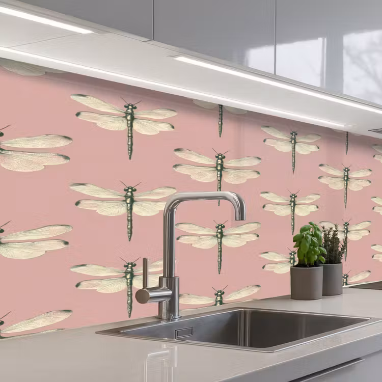 Lillibellen - Patroon - Roze keuken achterwand 2 middel 871 -3d_schuin
