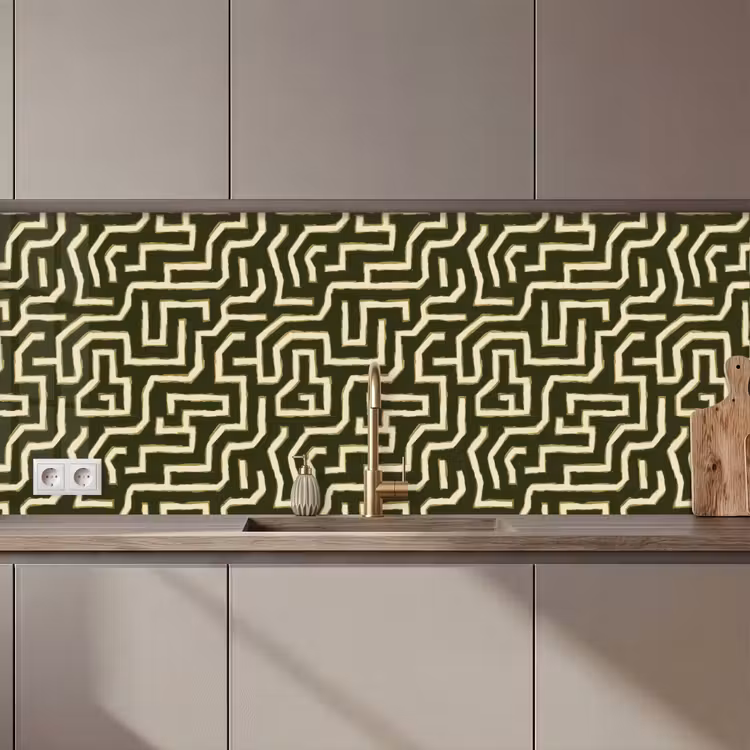 Lijnen - Abstract - Groen keuken achterwand 2 middel 871 zz_3dshopping