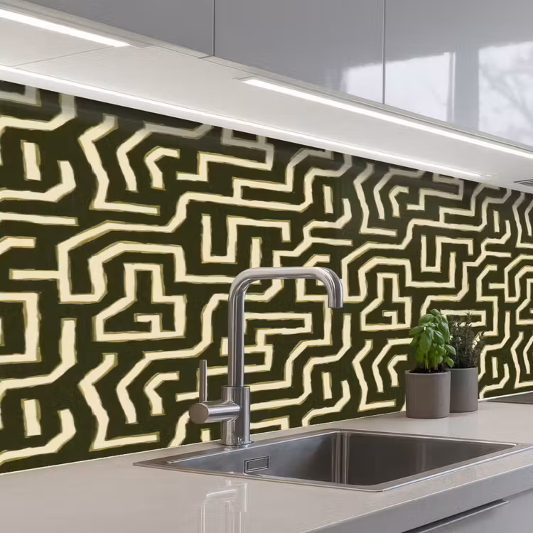 Lijnen - Abstract - Groen keuken achterwand 2 middel 871 -3d_schuin