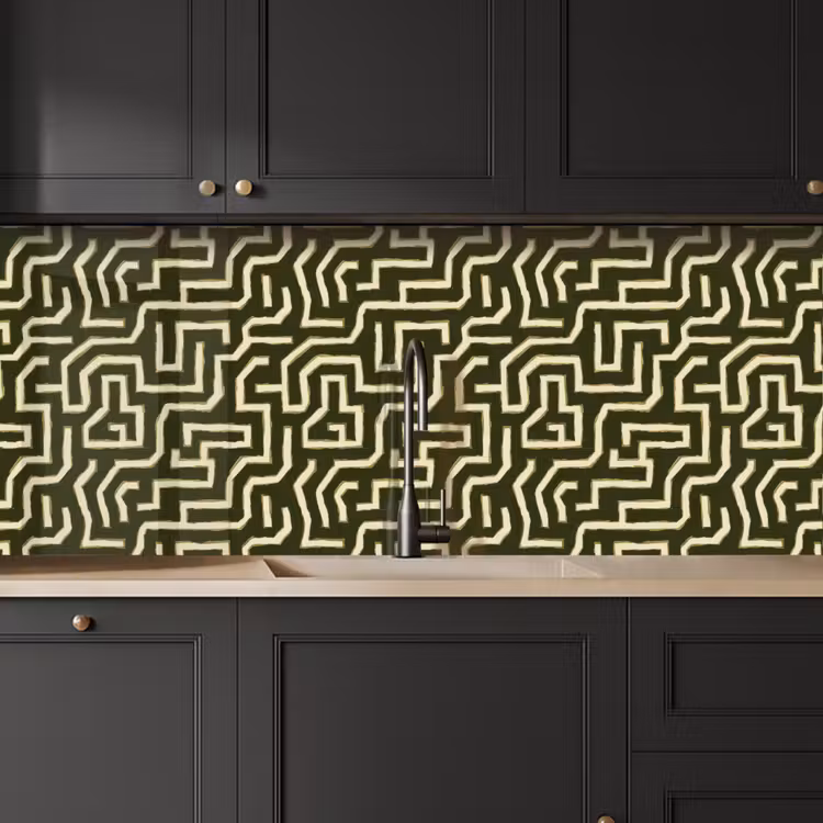 Lijnen - Abstract - Groen keuken achterwand 2 middel 871 -sfeer1