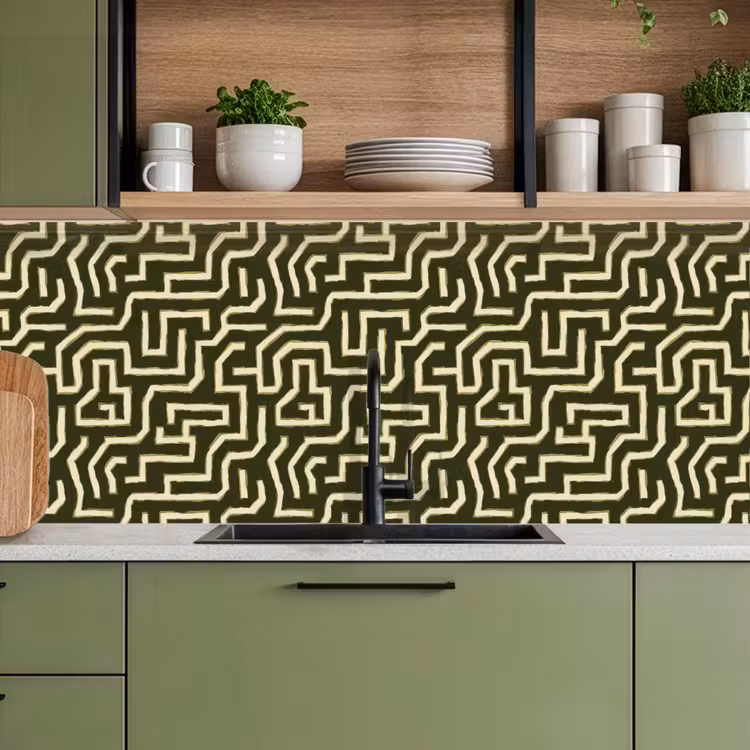 Lijnen - Abstract - Groen keuken achterwand 2 middel 871 -sfeer3