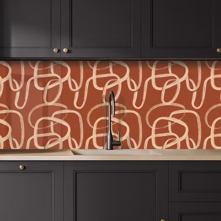 Lijnen - Abstract - Organisch - Terracotta - Crème keuken achterwand 2 middel 871 -sfeer1