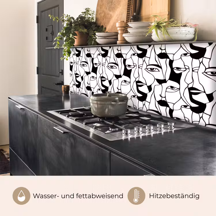 Lijnen - Gezichten - Zwart - Wit keuken achterwand 2 middel 871 -usp_DE