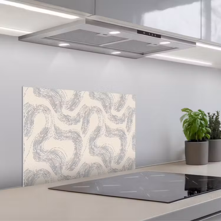 Lijnen - Patroon - Beige - Minimalistisch keuken achterwand spatscherm klein 900 -3d_schuin