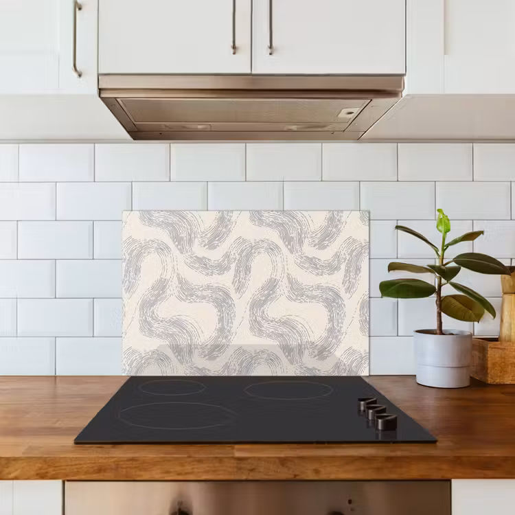 Lijnen - Patroon - Beige - Minimalistisch keuken achterwand spatscherm klein 900 -sfeer2