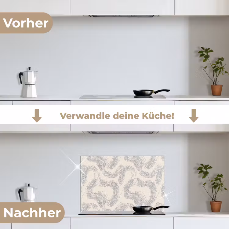 Lijnen - Patroon - Beige - Minimalistisch keuken achterwand spatscherm klein 900 -voor_na_DE