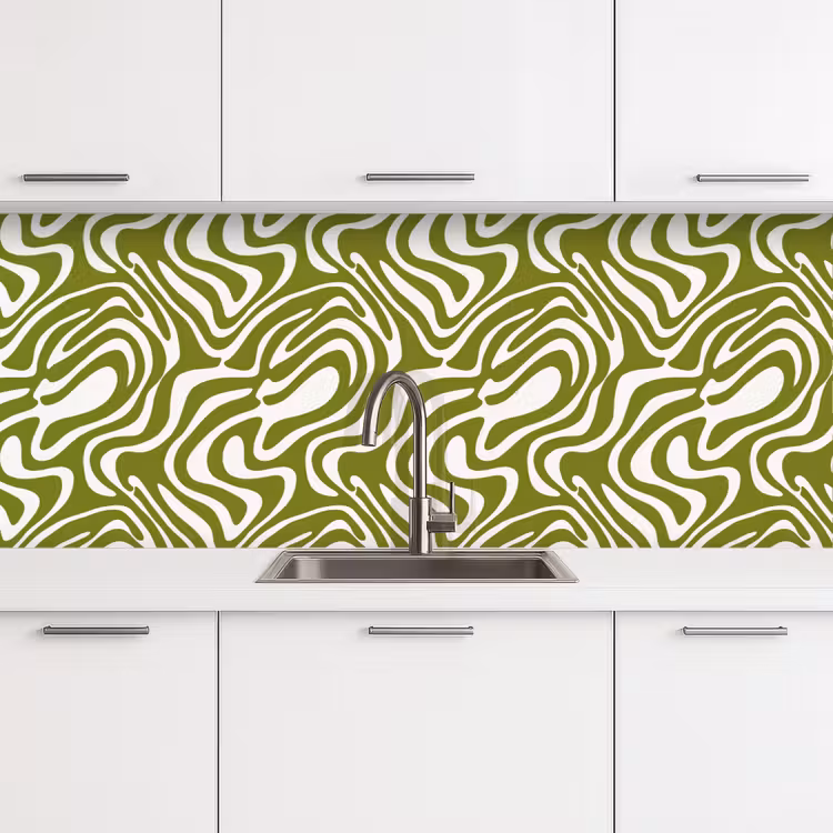 Lijnpatroon - Groen - Organisch keuken achterwand 2 middel 871 -3d
