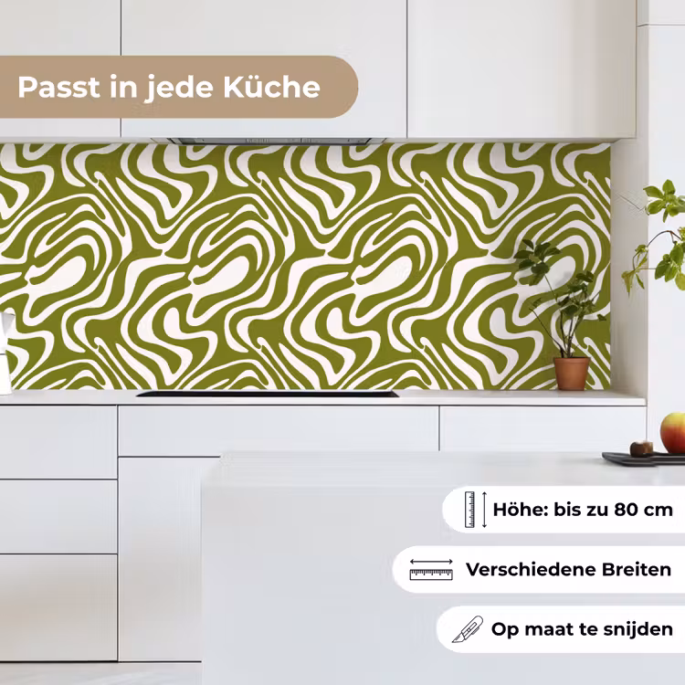 Lijnpatroon - Groen - Organisch keuken achterwand 2 middel 871 -sfeer4_DE
