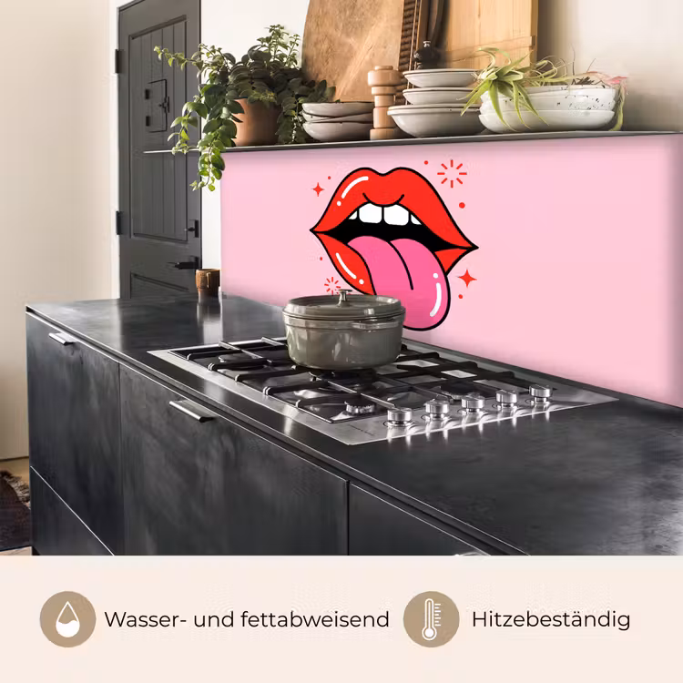 Lippen - Tong - Pop-art - Kleurrijk - Roze keuken achterwand 2 middel -usp_DE