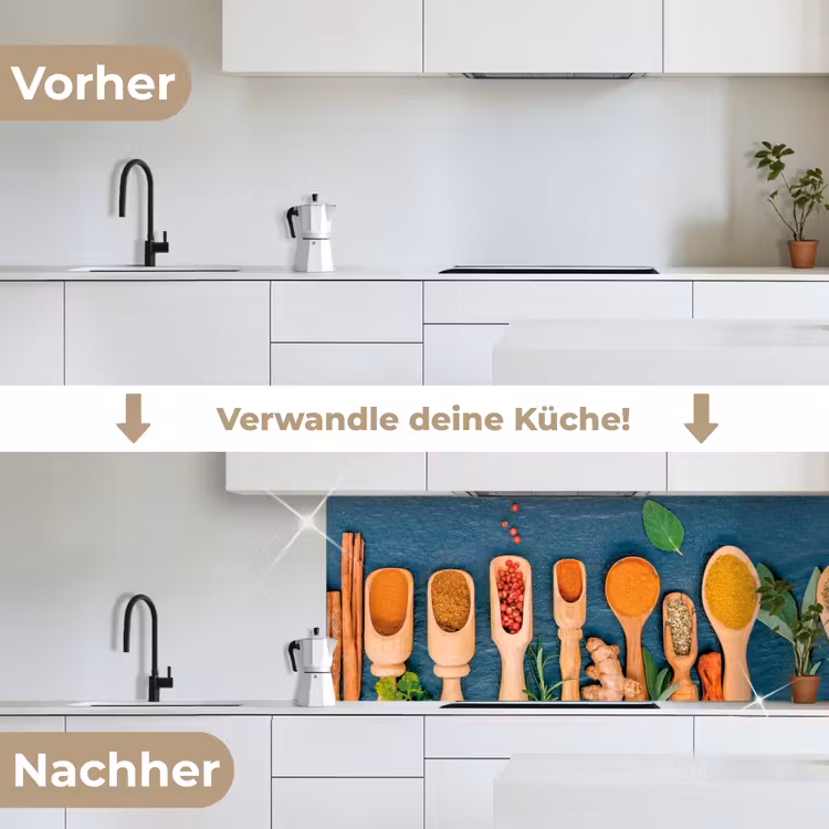 Lepels - Hout - Kruiden - Specerijen keuken achterwand 2 middel -voor-na_DE