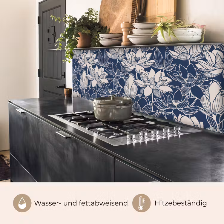Lotus - Blauw - Patronen keuken achterwand 2 middel 871 -usp_DE