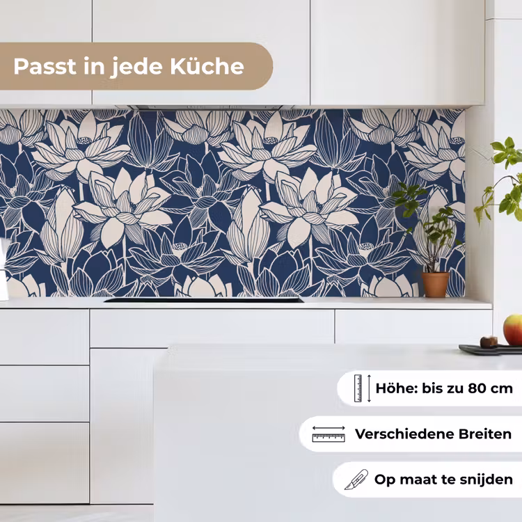 Lotus - Blauw - Patronen keuken achterwand 2 middel 871 -sfeer4_DE