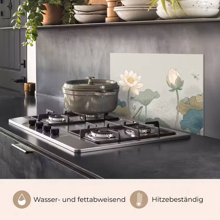 Lotus - Bloemen - Groen keuken achterwand spatscherm klein -usp_DE