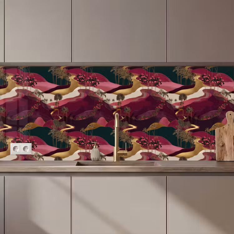 Magisch - Palmbomen - Goud keuken achterwand 2 middel 871 zz_3dshopping
