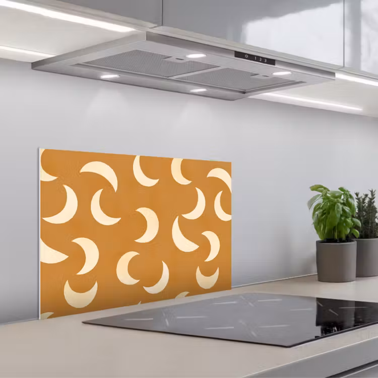 Manen - Patroon - Oker keuken achterwand spatscherm klein 900 -3d_schuin