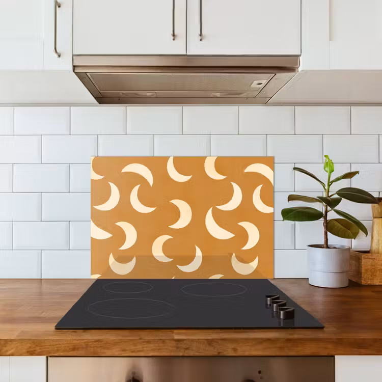 Manen - Patroon - Oker keuken achterwand spatscherm klein 900 -sfeer2