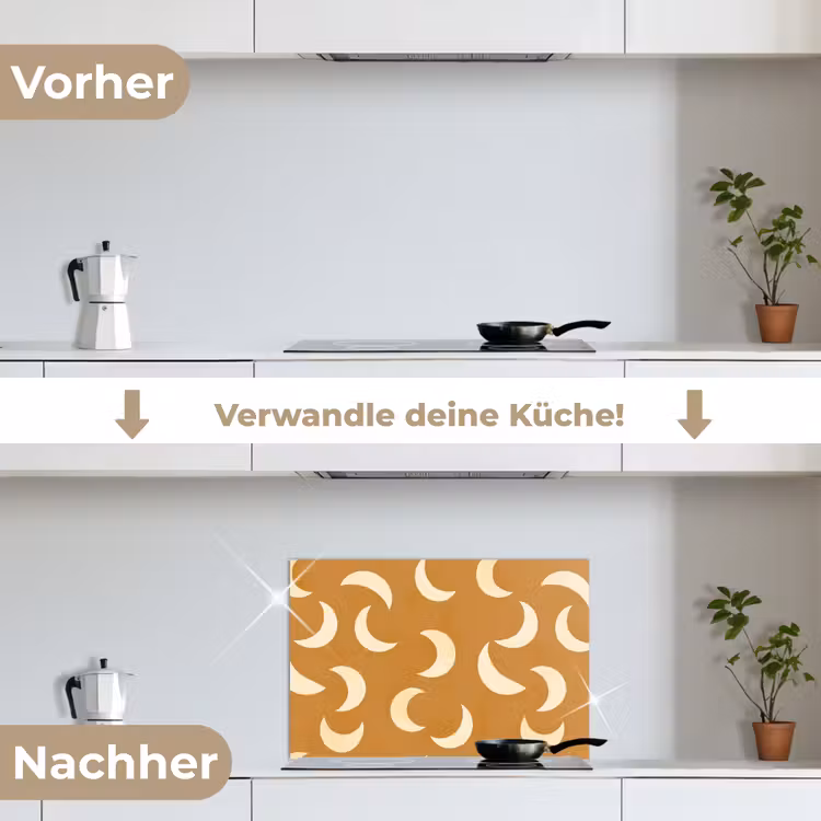 Manen - Patroon - Oker keuken achterwand spatscherm klein 900 -voor_na_DE