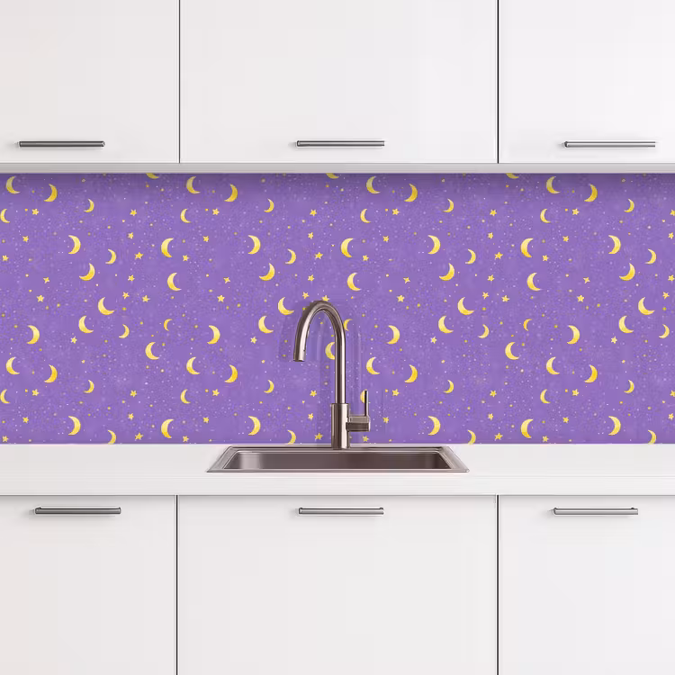 Manen - Sterren - Paars keuken achterwand 2 middel 871 -3d